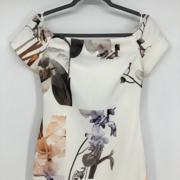 Ted Baker Sadie White Floral Off Shoulder Midi Pencil Dress NWT size 1 XS S - Picture 6 of 16